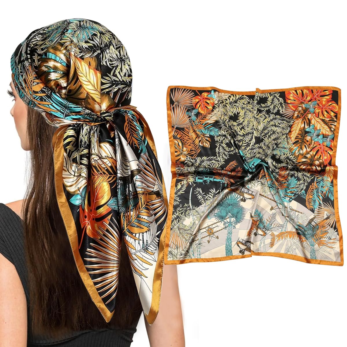 PALAY Women Neck Scarf 35 Inches Square Silk Scarf Luxury Silk-touch Head Scarf Neck Scarf Elegant Floral Square Scarf Head Wrap Hair Wrap Fashion Women Scarf Gift for Women PALAY Women Neck Scarf 35 Inches Square Silk Scarf Luxury Silk-touch Head Scarf Neck Scarf Elegant Floral Square Scarf Head Wrap Hair Wrap Fashion Women Scarf Gift for Women